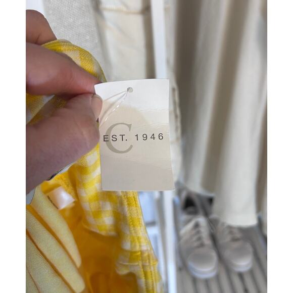 Cato Women's Size M Yellow Gingham Tie Belt Knee Length Pencil Skirt #0017 - Picture 5 of 5